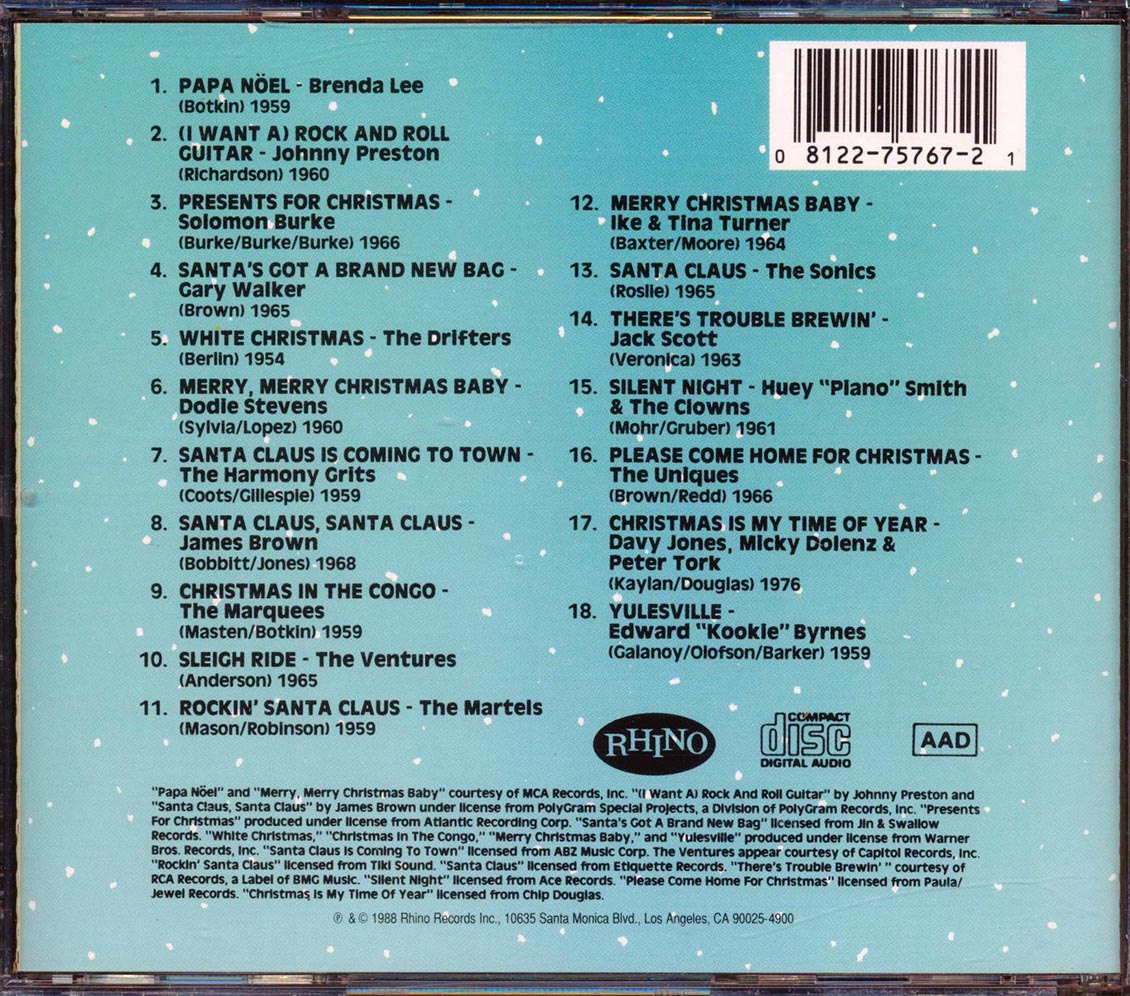 Ike & Tina Turner, Solomon Burke, James Brown, Etc - The Best Of Cool Yule: A Collection Of Rockin' Stocking Stuffers CD 081227576721