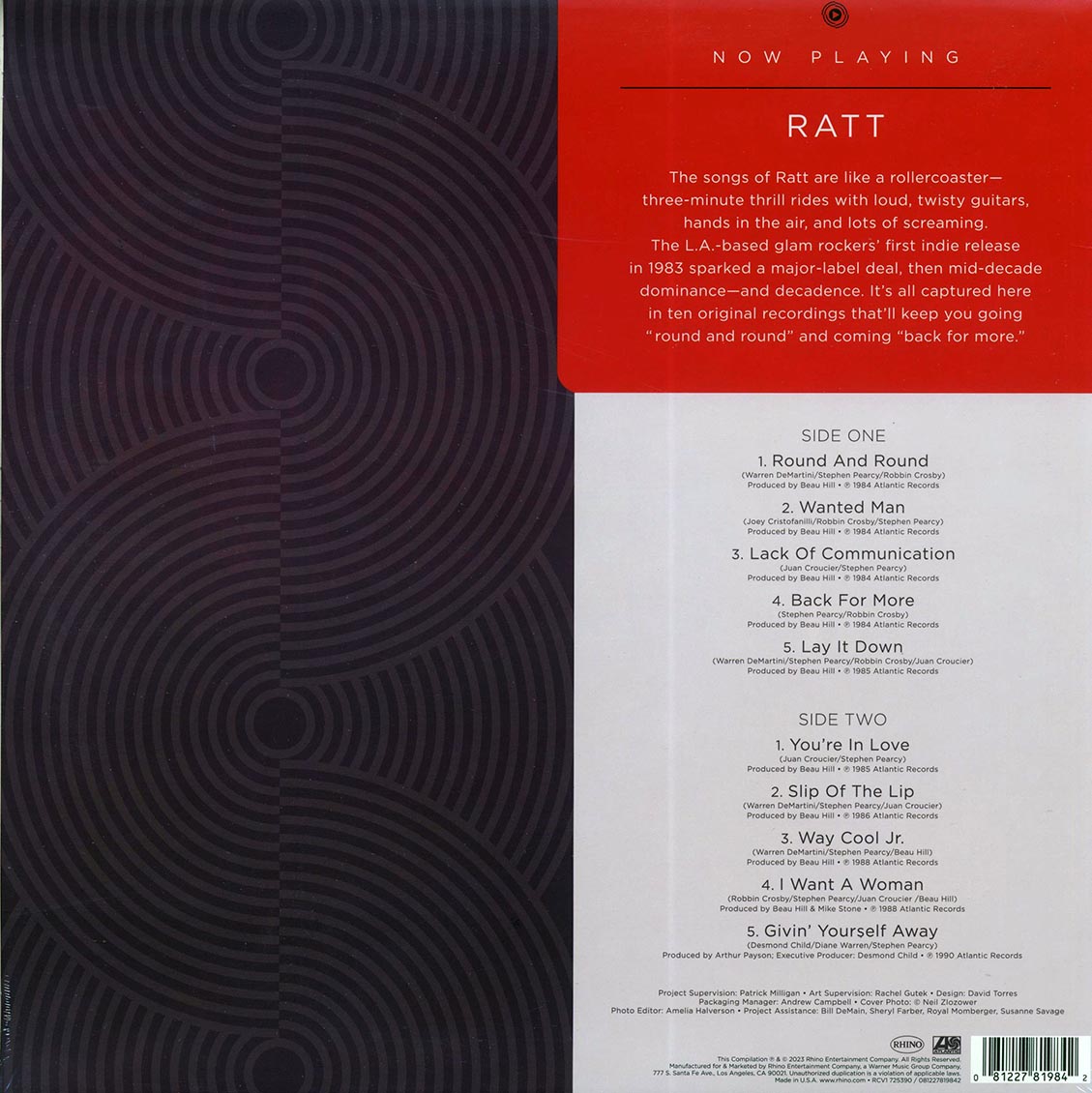 Ratt - Now Playing (red vinyl) LP 081227819842
